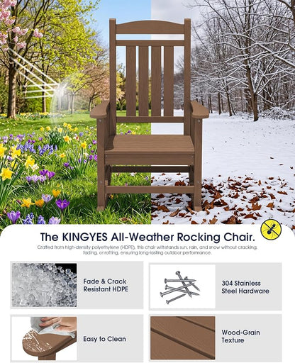 Oversized Outdoor Rocking Chairs Set of 6, HDPE Porch Rocker - Image 5