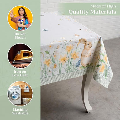 Maison d' Hermine Table Cloth Rectangle Table 100% Cotton 70 x 120 Inches Tablecloth Reusable Decorative for Dining Room, Farmhouse, Home, Party, Festive & Wedding Spring Summer - Easter Dew