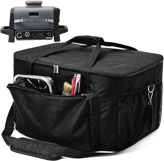 Carry Bag for Ninja Woodfire Outdoor Grill, Accessories for Ninja Wood Fire Smoker Grill OG700 Series, Padded Carrying Case with Muti-Pockets and Shoulder Straps, Water-Resistant (Bag Only)