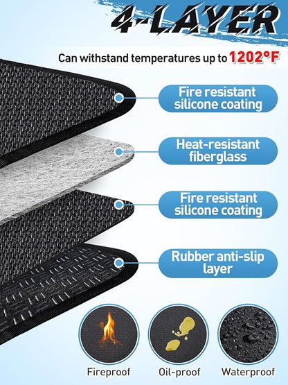 15 x 18in Fireproof Grill Mat for Outdoor Grill - 2mm Thickened Heat Resistant Mat for Countertop, Easy to Clean & Waterproof & Oil Proof for Protecting Prep BBQ Table