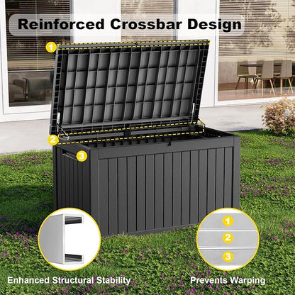 Deck Box - 280 Gallon Large Outdoor Storage Box, Waterproof Weatherproof Resin - Image 5
