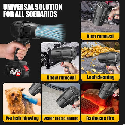 Cordless Leaf Blower with 2 x 4.0Ah Battery and Charger, 600,000 RPM Turbo Air Jet Blower, Lightweight Handheld Blower with Adjustable Speed for Patio Cleaning, Lawn Care, Car, Blowing Leaves and Dust
