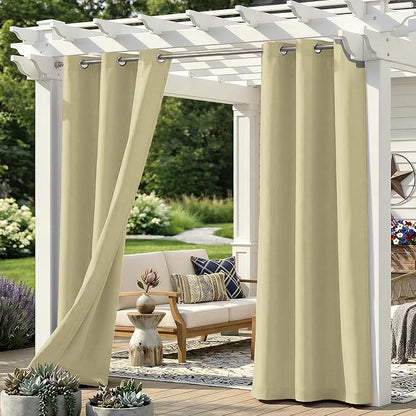 Set of 6 Outdoor Curtains for Patio Waterproof, Breathable Grommet Panels for by Sunshelf