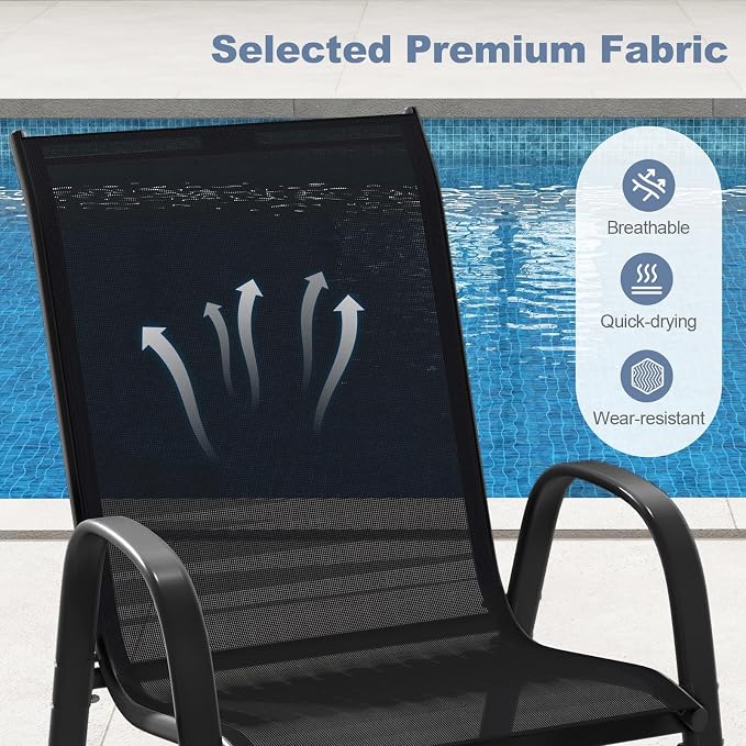 COSTWAY Patio Stackable Dining Chairs Set of 4 - Image 4