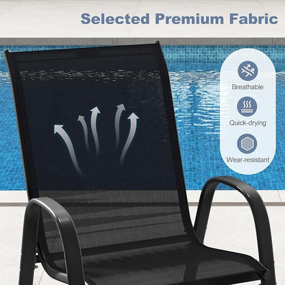 COSTWAY Patio Stackable Dining Chairs Set of 4 - Image 4