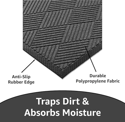 Ecomills Deluxe Diamond Entrance Door Mat, X-Large Heavy Duty Absorbent Rubber Rug, Charcoal, 3’ X 5’ feet