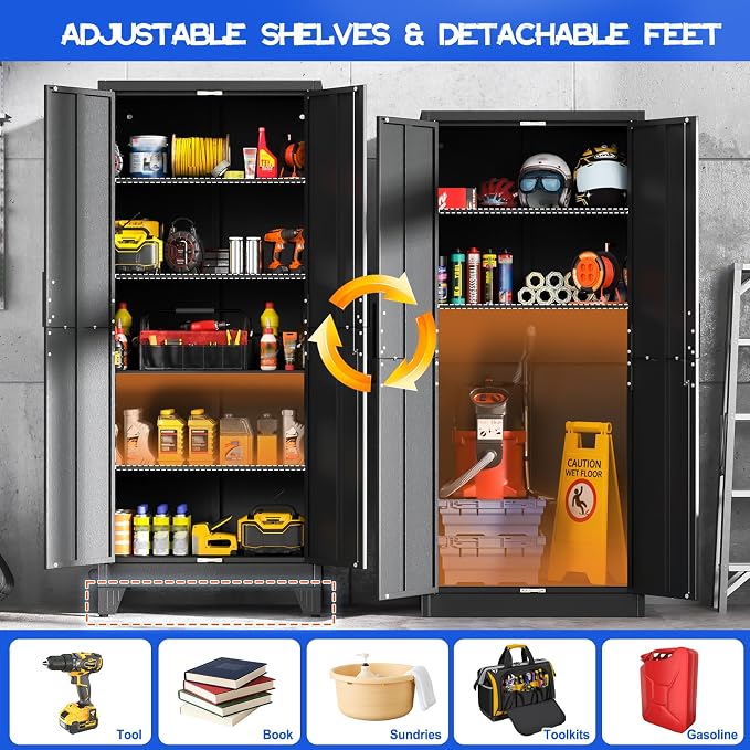 GAIOUS Tall Metal Storage Cabinet - Image 3