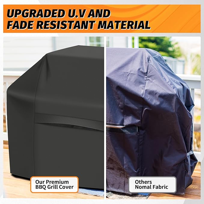 iCOVER Grill Cover 58 inch, BBQ Grill Cover for Outdoor Grill, 600D Heavy-Duty Waterproof Gas Grill Cover, Barbecue Cover for Weber, Charbroil, Brinkmann, Nexgrill and More, Black