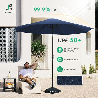 JEAREY 9FT Outdoor Patio Umbrella, Market Umbrella, Deep Blue | Outdoor Table - Image 3