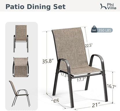 PHI VILLA Outdoor Stackable Dining Chair Set of 6, Textilene Mesh & Metal | - Image 9