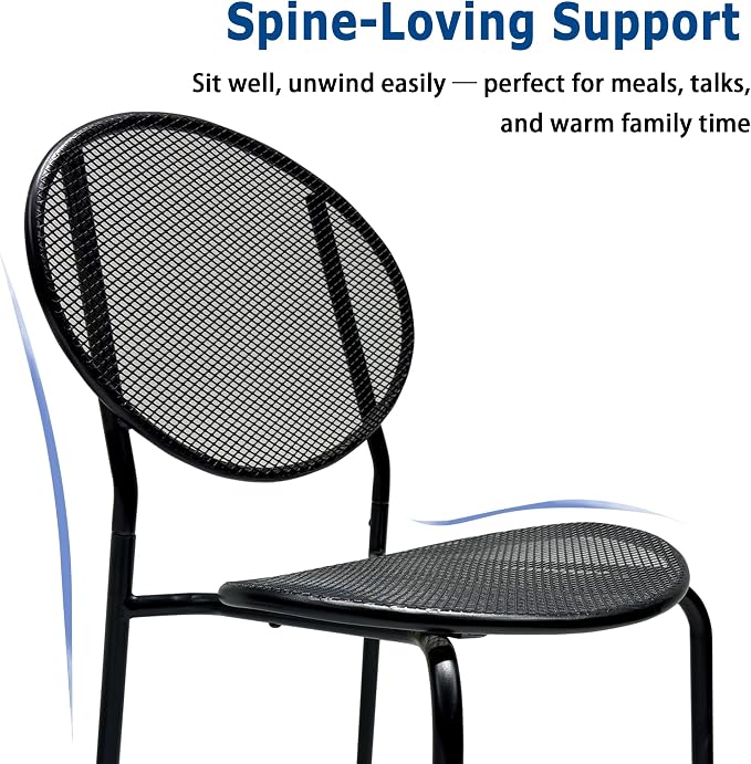 Patio Dining Chairs Set of 2, Metal Mesh Patio Furniture Set - Image 3