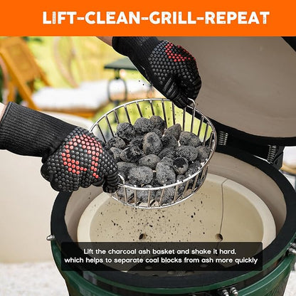 onlyfire Charcoal Ash Basket for Minimax Big Green Egg, Stainless Steel Grill Basket with Handles for Better Airflow