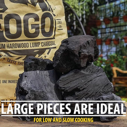 FOGO Super Premium Hardwood Lump Charcoal 35 Pound Bag, Fogostarters Natural Fire Starters and Blazaball Bundle
