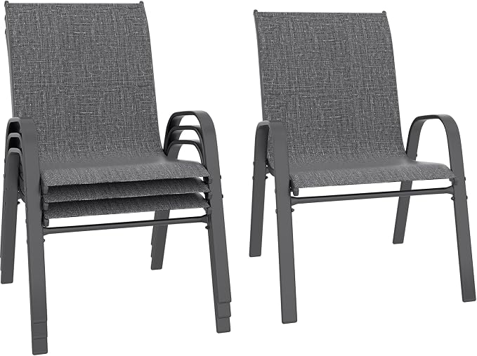 Patio Chairs Set of 4, Stackable Outdoor Dining Chairs Set by Betterhood