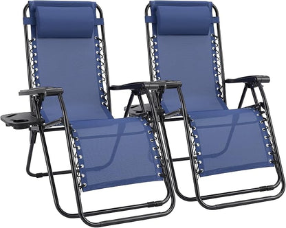 Sweetcrispy Zero Gravity Chairs Set of 2, Outdoor Folding Reclining Lounge Chair by Sweetcrispy