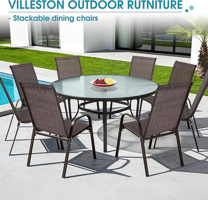 24.4" Wide Outdoor Stackable Chairs Set of 8 | Stacking Patio Chairs - Image 9
