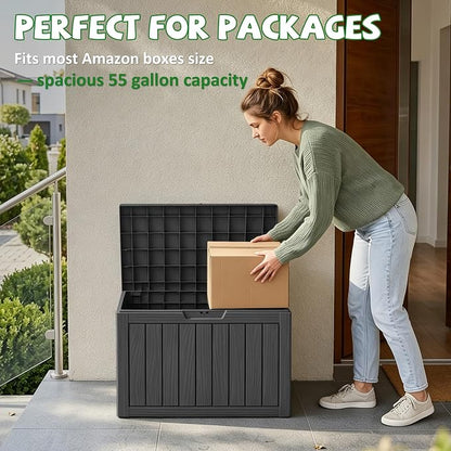 DRATO 55 Gallon Outdoor Storage Box Waterproof, Lockable Resin Deck Boxes | - Image 5