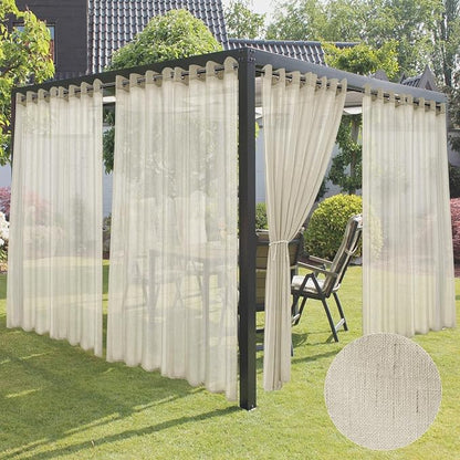 Semi Voile Beige Sheer Outdoor Curtains by HolidayIdeas