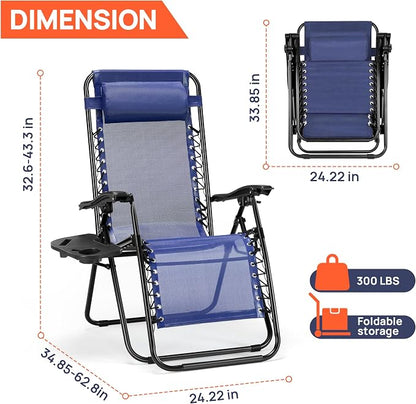 Chaise Lounge Chair Outdoor Set of 2, Oversized Zero Gravity Chair, Lawn Chairs - Image 3