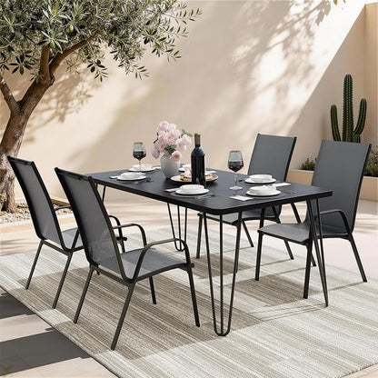 JEAREY Patio Dining Chairs Set of 4, Outdoor Stackable Dining Furniture Set - Image 2