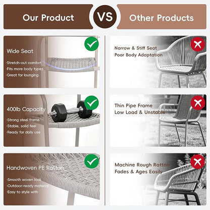 Patio Chairs Set of 6, Stackable Outdoor Dining Chairs - Image 6