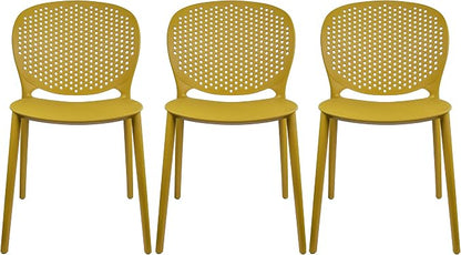 2xhome Set of 3 Patio Dining Chairs | Modern Stackable Outdoor Pool Side Chair by 2xhome