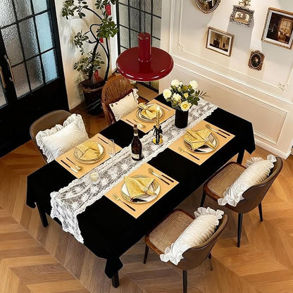 Faux Leather Placemats Set of 6, Heat Resistant Anti-Slip PU Place Mats for Dining Table, Waterproof Washable Wipeable Reversible Table Mats, Gold