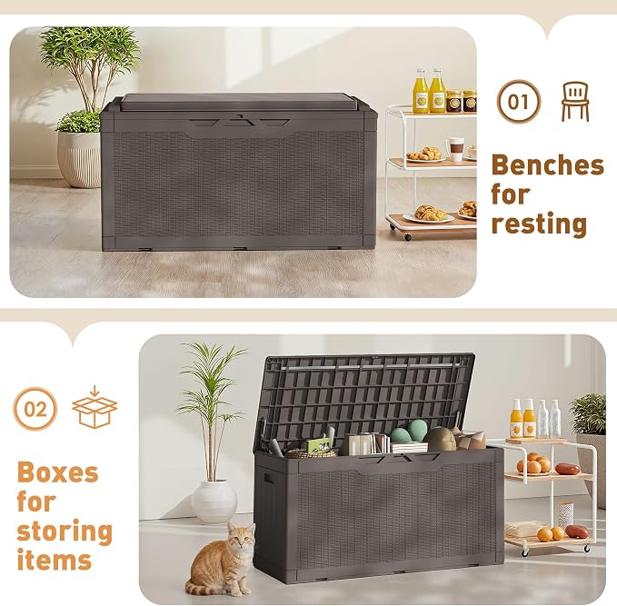 Greesum 100 Gallon Resin Deck Box Large Outdoor Storage Boxes - Image 2