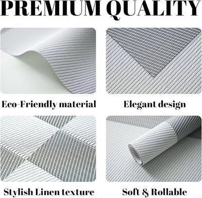 Placemats Set of 8 Vinyl/Plastic Woven Place Mats for Kitchen Table Indoor/Outdoor Washable Placemat Wipeable Dining Table Mats (Silver Cube,8)