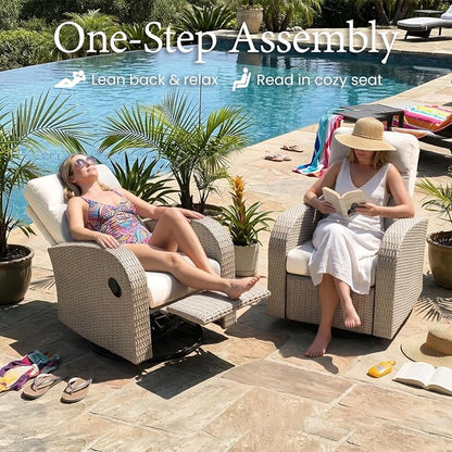Oversized Wicker Outdoor Swivel Glider Recliner - Image 3