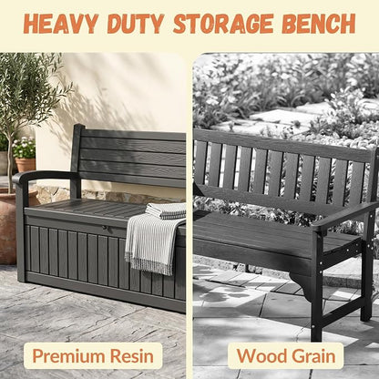 110 Gallon Outdoor Storage Bench, Lockable Patio Storage Bench, - Image 5