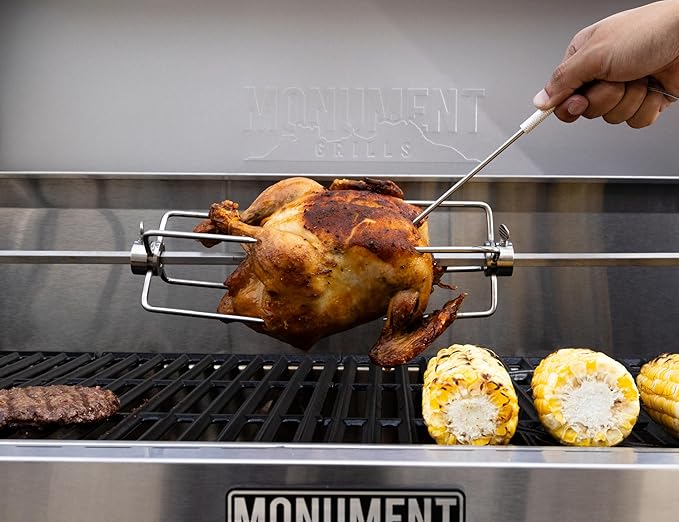 Monument Grills 6-Burner Convertible Natural Gas Smart bbq Grill Stainless Steel Denali 605 with Rotisserie Kit