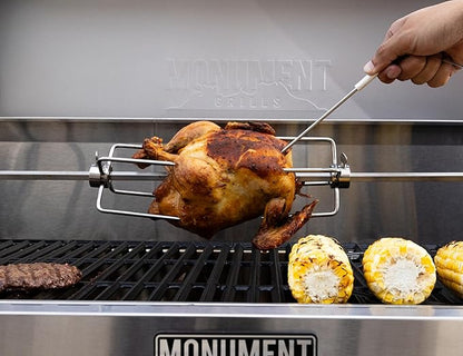 Monument Grills Denali 405 4-Burner Liquid Propane Gas Smart bbq Grill Stainless Steel with Rotisserie Kit(2 items)