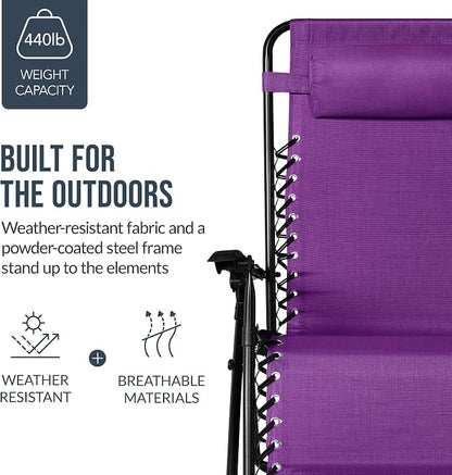 Best Choice Products Set of 2 Extra Wide Adjustable Steel Mesh Zero Gravity - Image 6