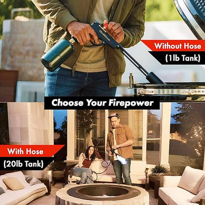 Grillblazer GrillGun Handheld Propane Charcoal Torch – 400,000+ BTU Flame Torch for Instant Charcoal Ignition, Outdoor Cooking, Firepits, Camping, BBQ – Portable High-Power Blowtorch With Stand