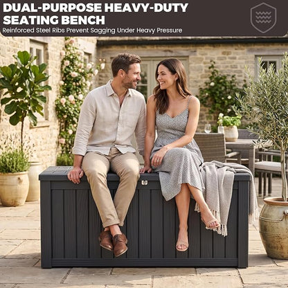 Outdoor Storage Box, 150 Gallon Waterproof Deck Box, Piston-Assisted Resin Trunk - Image 7