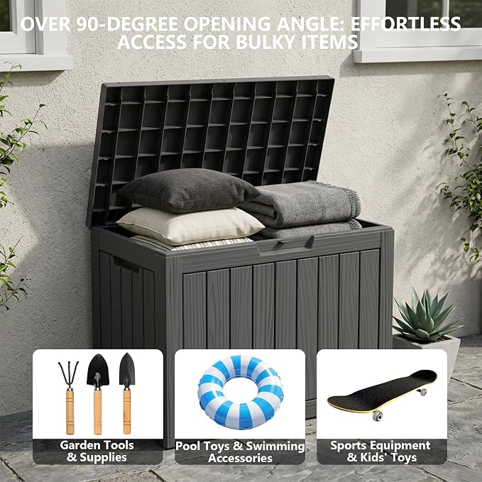 Outdoor Storage Box, 50 Gallon Waterproof Deck Box, Snap-Together Storage Bin - Image 7