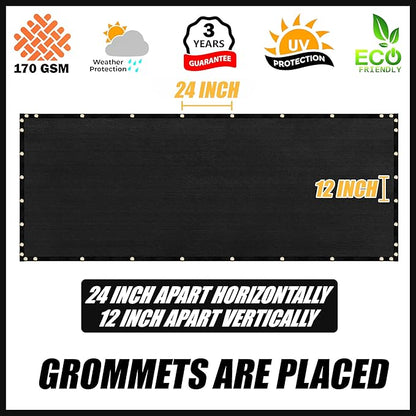 Royal Shade Custom Size 4' x 23' Black Fence Privacy Screen Windscreen Cover Netting Mesh Fabric Cloth - Cable Zip Ties Included (We Make Custom Size)