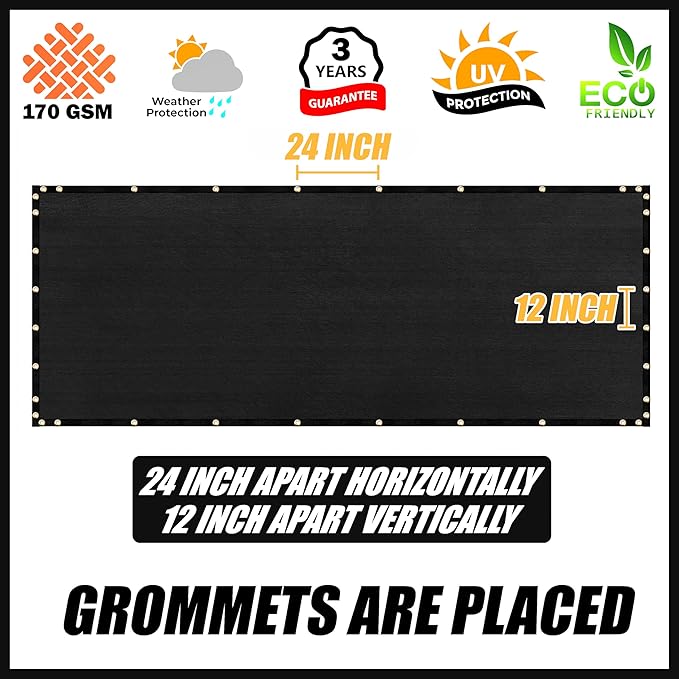 Royal Shade Custom Size 4' x 128' Black Fence Privacy Screen Windscreen Cover Netting Mesh Fabric Cloth - Cable Zip Ties Included (We Make Custom Size)