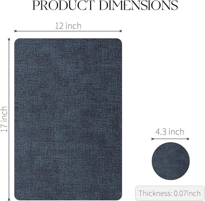 MOSAYT Placemats Set of 4, Heat Resistant Vinyl Place Mats with Coasters, 100% Waterproof Wipeable Washable Faux Leather Table Mats for Kitchen Dining Party Outdoor, 12" x 17", Navy Blue