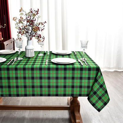 Classic Gingham Buffalo Tablecloth Fabric - Oblong 58x144 Inch Checkered Table Cloth for Indoor Outdoor - Irish Table Cover for Christmas Day, St. Patricks Day, Picnics, BBQs, and Parties