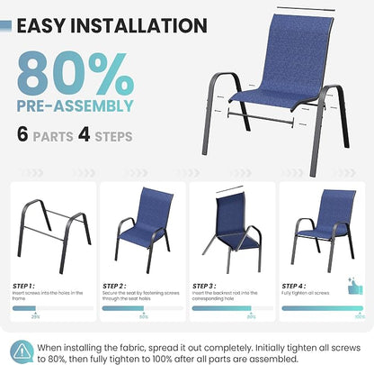 Patio Dining Chairs Set of 8, Outdoor High Stacking Chairs，Breathable Fabric - Image 5