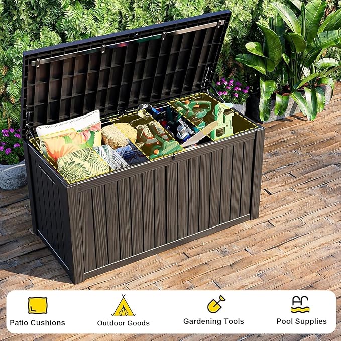 320 Gallon Large Outdoor Storage Box Waterproof, UV Resistant Resin Deck Box - Image 4