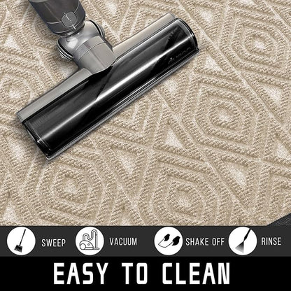 Yimobra Door Mat, Outdoor Indoor Entrance Welcome Mat, Heavy Entry Front Door Mat, Stain & Fade Resistant, Low Profile, Sturdy Rubber, Easy Clean Patio Floor Mat, Waterproof, 36 x 24, Light Beige