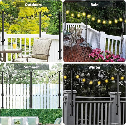 6 Pack String Light Poles,5Ft Metal Poles for Outdoor String Lights,Outdoor Light Poles with Post,Poles/Stand for Outside,Patio,Deck,Backyard,Garden Wedding,Party