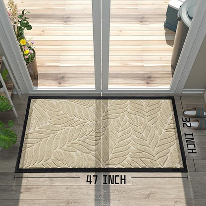 Yimobra 47x32 Large Door Mat Outdoor Indoor, All-Season Waterproof Door Mat Outside Entrance, All-Weather Non-Slip Outside Doormat for Garage Patio Entryway, Beige