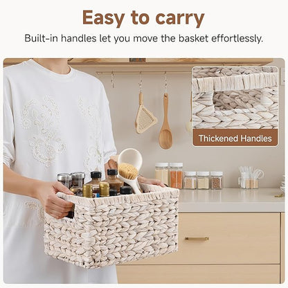 StorageWorks Pantry Baskets, Wicker Storage Baskets for Organizing, Shelves, Pantry Organizers and Storage, Water Hyacinth, Natural