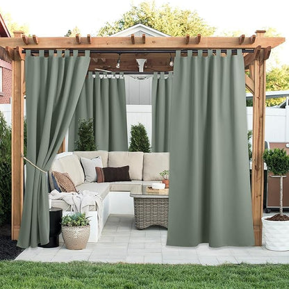 NICETOWN 2 Panels Outdoor Sage Green Curtainss Waterproof - Image 2
