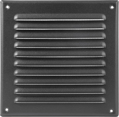 Square Ventilation Grille / 6" x 6" Inch Inside Measurement/Black Metal Air Vent Louver - Inside/Outside use - / 7.7" x 7.7" Inch Outer Measurement