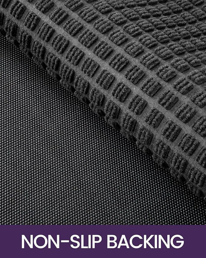 DEXI Front Door Mat Outside Entrance, Rubber Entry Doormat Heavy Duty, Welcome Mats Non Slip for Inside House Floor Entryway Back Doors Exterior Patio, 17x29 Squares Grey